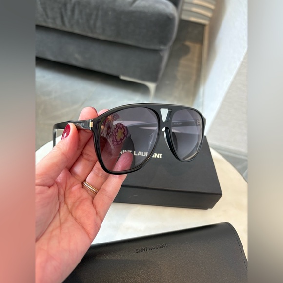 Saint Laurent Eyewear Aviator Sunglasses Unisex SL 596 Dune Acetate in Black - Picture 11 of 16